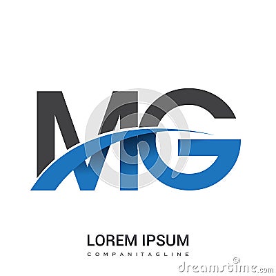 initial letter MG logotype company name colored blue and grey swoosh design. vector logo for business and company identity Vector Illustration
