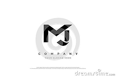 Initial Letter MJ or JM Logo Design Vector Illustration