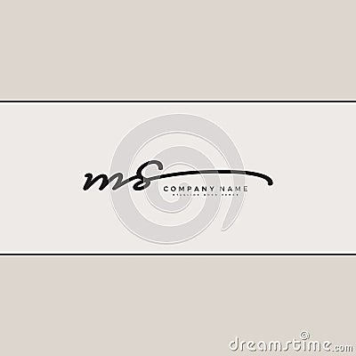 Initial Letter MS Logo - Hand Drawn Signature Style Logo Vector Illustration