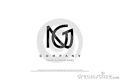 Initial Letter NG Logo or GN Logo Design Vector Illustration