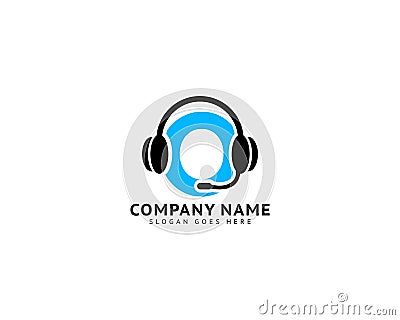 Initial Letter O Headphone Earphone Logo Template Vector Illustration