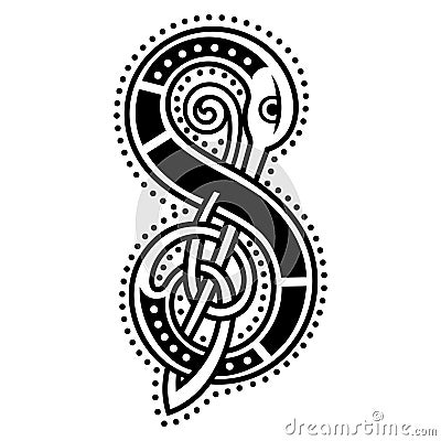 Initial letter, ornamental letters, calligraphy handwritten logo, the letter S in Celtic style Vector Illustration
