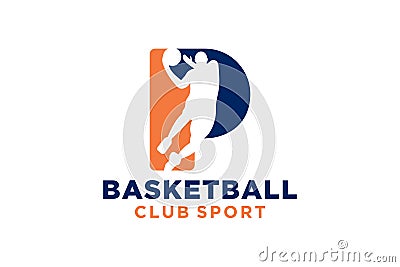 Initial letter P basketball logo icon. basket ball logotype symbol, Vector Illustration