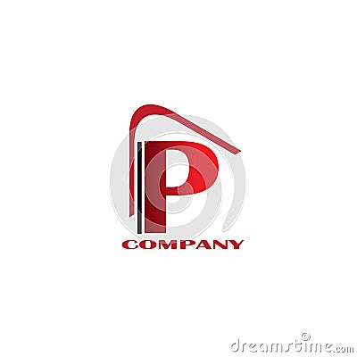 Initial Letter P Linked Design Logo - Vector Stock Photo
