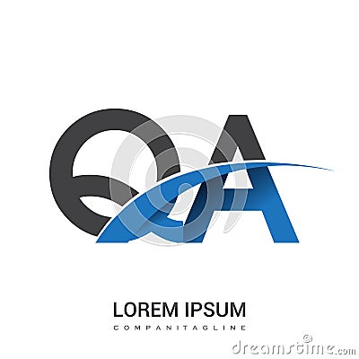 initial letter QA logotype company name colored blue and grey swoosh design. vector logo for business and company identity Vector Illustration