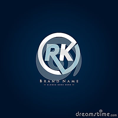 Initial Letter RK Logo, Simple Alphabet Logo Vector Illustration