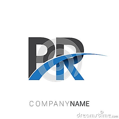 initial letter RP logotype company name colored blue and grey swoosh design. vector logo for business and company identity Vector Illustration