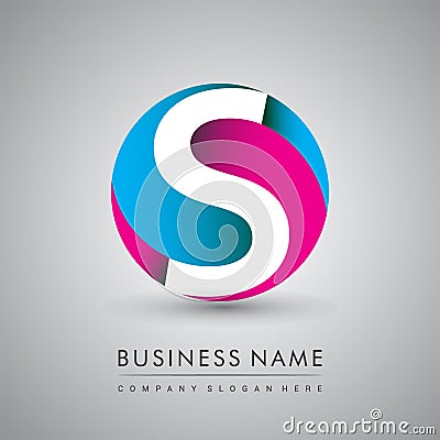 Initial Letter s logo with Circle Colorful, initial logo identity for your business and company Stock Photo