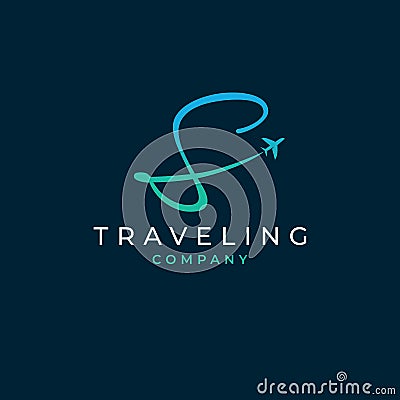 Initial Letter S Travel Logo Design Vector Illustration