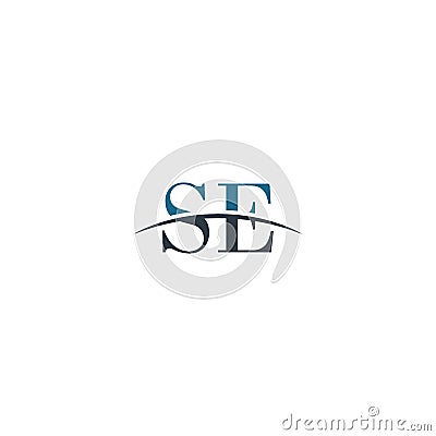 Initial Swoosh Logo Symbol SE Vector Illustration