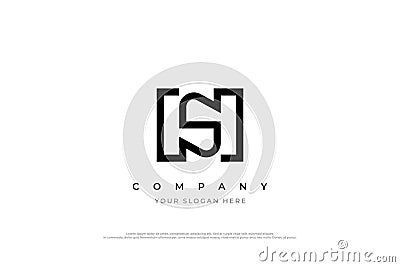 Initial Letter SH or HS Logo Design Vector Illustration