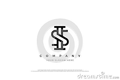 Initial Letter IS or SI Logo Design Vector Illustration