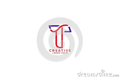 Initial letter T outline modern multicolor logo Stock Photo