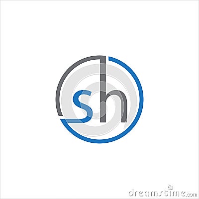 Initial Letter Unique SH Logo vector design Vector Illustration