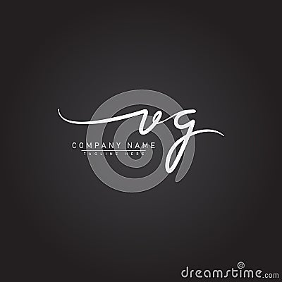 Initial Letter VG Logo - Handwritten Signature Style Logo Vector Illustration