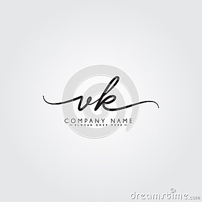Initial Letter VK Logo - Hand Drawn Signature Logo Vector Illustration