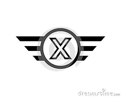 Initial letter X Black wing logo template vector Vector Illustration