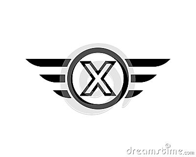 Initial letter X Black wing logo template vector Vector Illustration