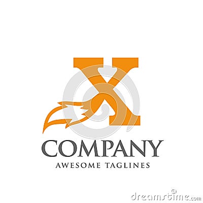 Initial letter x with fox tail Logo Vector Illustration