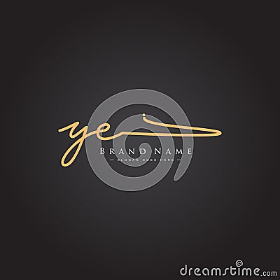 Initial Letter YE Logo - Hand Drawn Signature Style Logo Vector Illustration