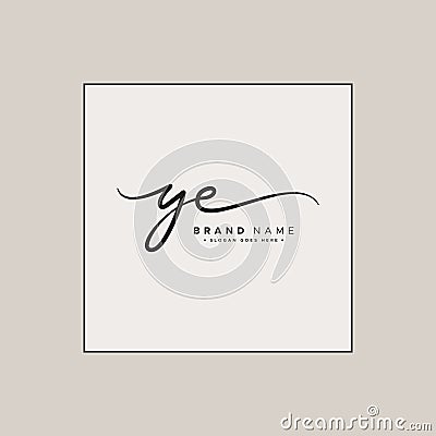 Initial Letter YE Logo - Handwritten Signature Style Logo Vector Illustration