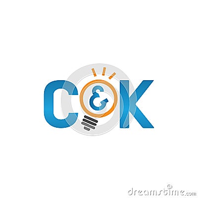 Initial letters C&K with bulb shape Vector Illustration