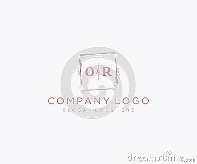 initial OR letters Decorative luxury wedding logo Vector Illustration