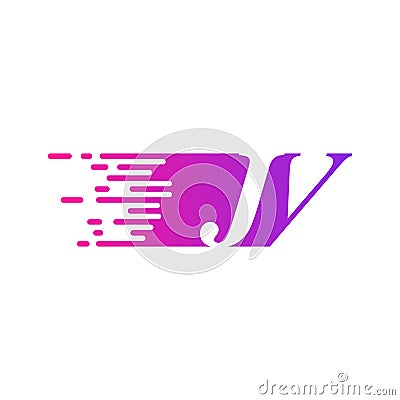 Initial letter JV fast moving logo vector purple pink color Vector Illustration