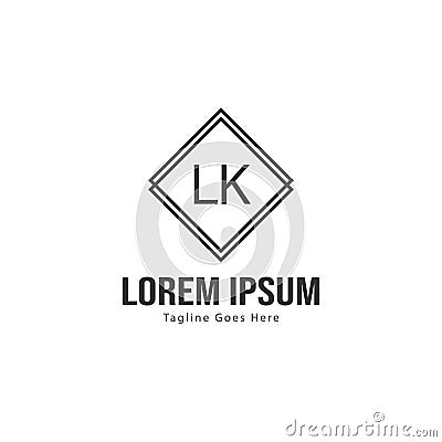 Initial LK logo template with modern frame. Minimalist LK letter logo vector illustration Vector Illustration