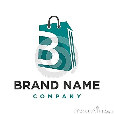 Initial logo B shopping bag Vector Illustration