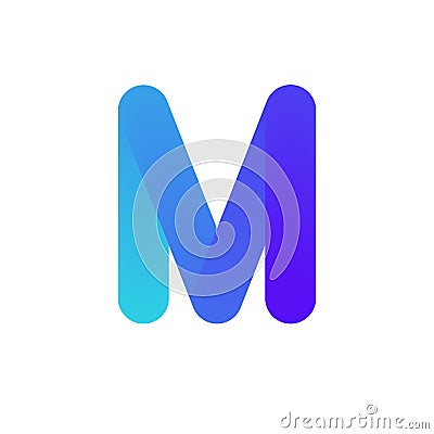 Initial M letter logo design. Gradient twisted ribbon line for logotype, title, header, company name. Vector Vector Illustration