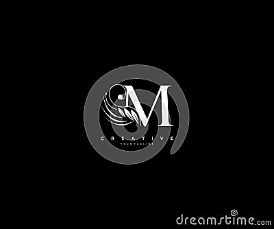 Initial M letter luxury beauty flourishes ornament monogram logo Vector Illustration