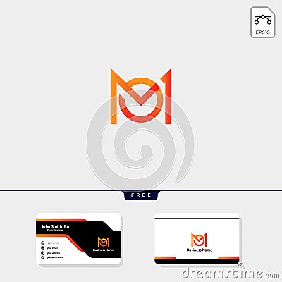 initial M monogram logo template, vector illustration, free your business card design Vector Illustration