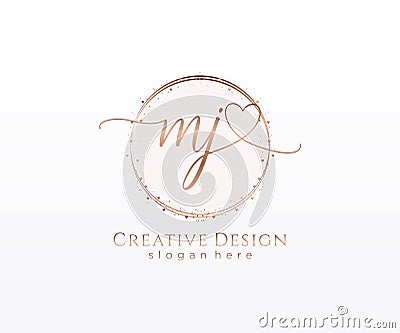 Initial MJ handwriting logo with circle template vector Vector Illustration