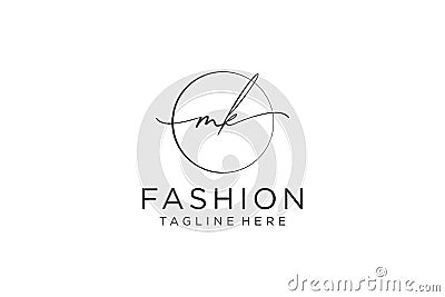 initial MK Feminine logo beauty monogram and elegant logo design, handwriting logo of initial signature, wedding, fashion, floral Vector Illustration