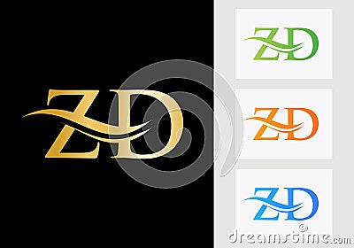 Monogram Letter ZD Logo Design. ZD Logotype Template Vector Illustration