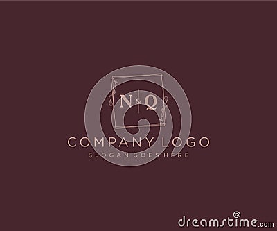 initial NQ letters Decorative luxury wedding logo Stock Photo