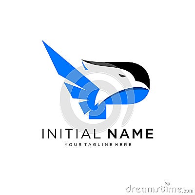 Initial P Letter Eagle Logo Icon with Creative Eagle Head Vector Vector Illustration