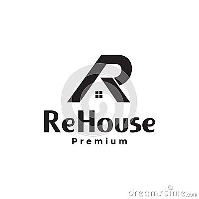 Initial R with home logo symbol icon vector graphic design illustration idea creative Vector Illustration