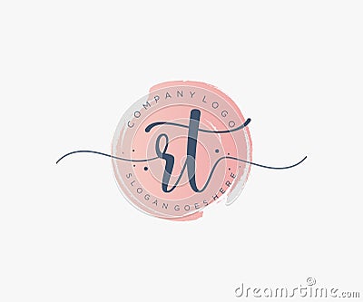 Initial RT feminine logo. Usable for Nature, Salon, Spa, Cosmetic and Beauty Logos. Flat Vector Logo Design Template Element Stock Photo