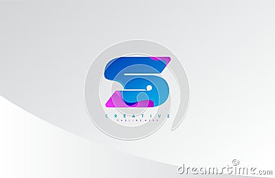 Initial S letter abstract colorful trendy creative stylized logo Cartoon Illustration