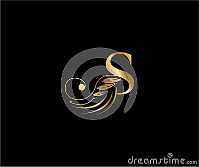 Initial S letter luxury beauty flourishes Vector Illustration