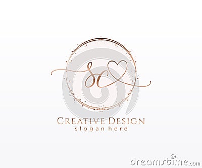 Initial SC handwriting logo with circle template vector Vector Illustration