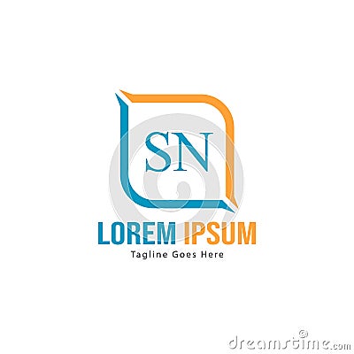 Initial SN logo template with modern frame. Minimalist SN letter logo vector illustration Vector Illustration