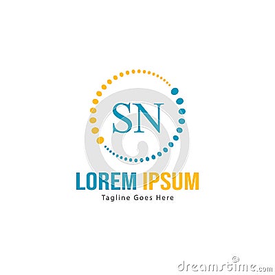 Initial SN logo template with modern frame. Minimalist SN letter logo vector illustration Vector Illustration