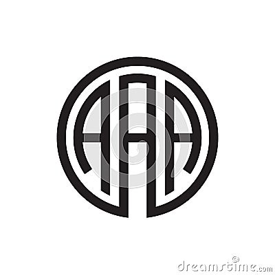 Initial three letter logo circle AAA black outline stroke Vector Illustration