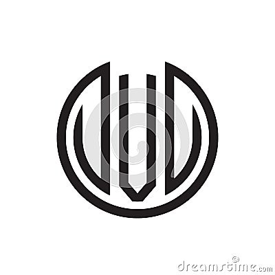 Initial three letter logo circle VVV black outline stroke Vector Illustration