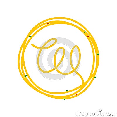 Initial W in Circle Noodle logo Vector Illustration