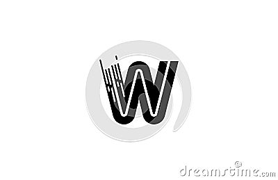 Initial W Multi Line Bold Speed Logo Stock Photo