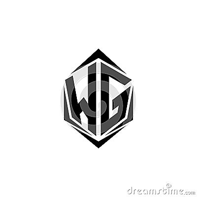 Initial WG logo design with Shield style, Logo business branding Vector Illustration